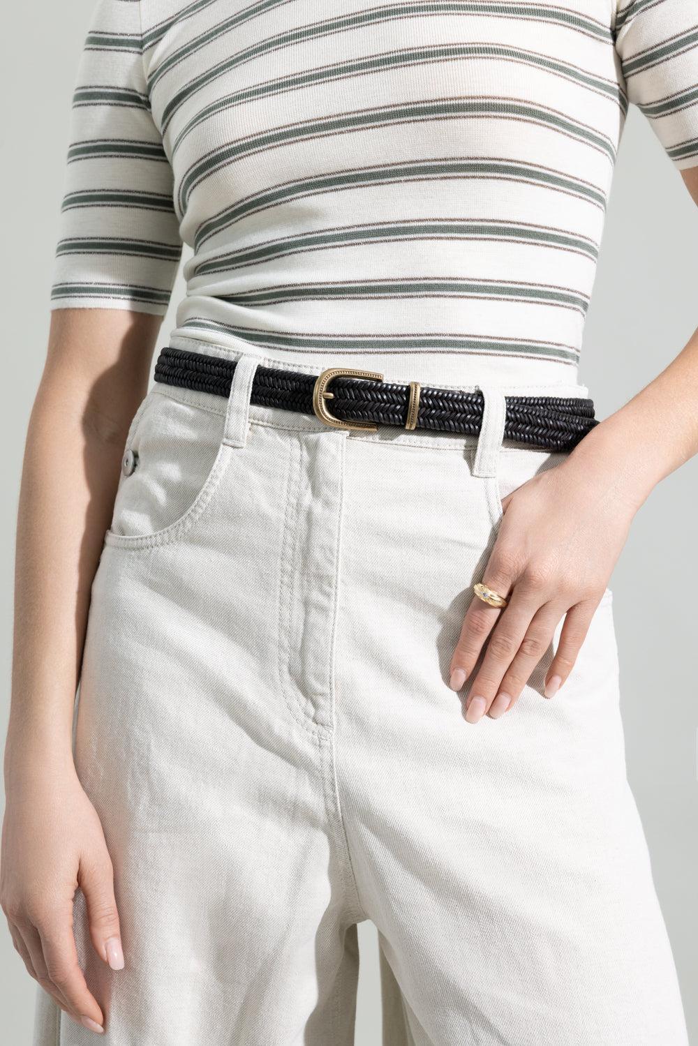 Braided Stretch Belt-BROWN-XS-ACCESSORIEBELTS-BRUNELLO CUCINELLI