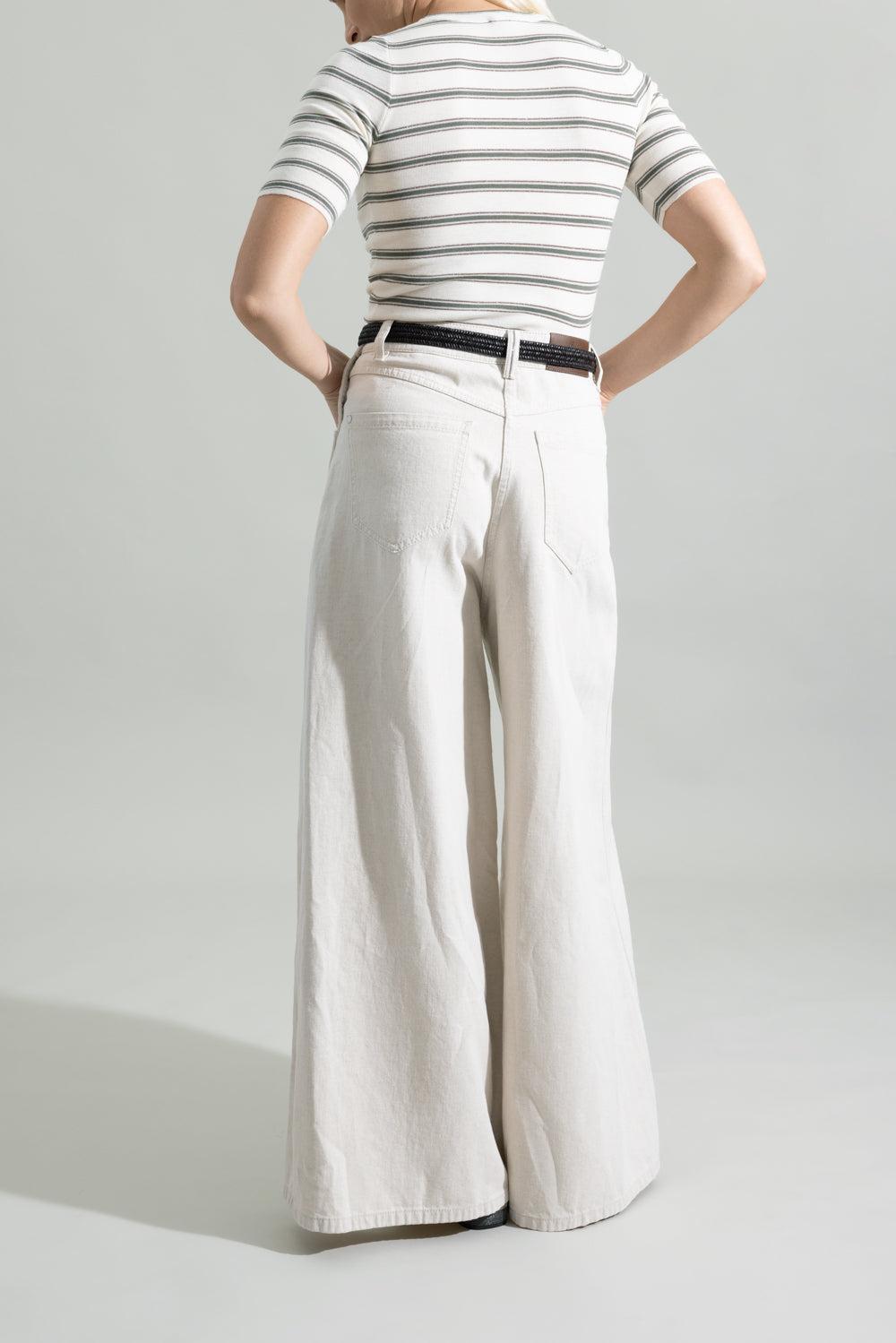 Rib Stripe Sweater-WHITE-XS-CLOTHINGTOPKNITS-BRUNELLO CUCINELLI