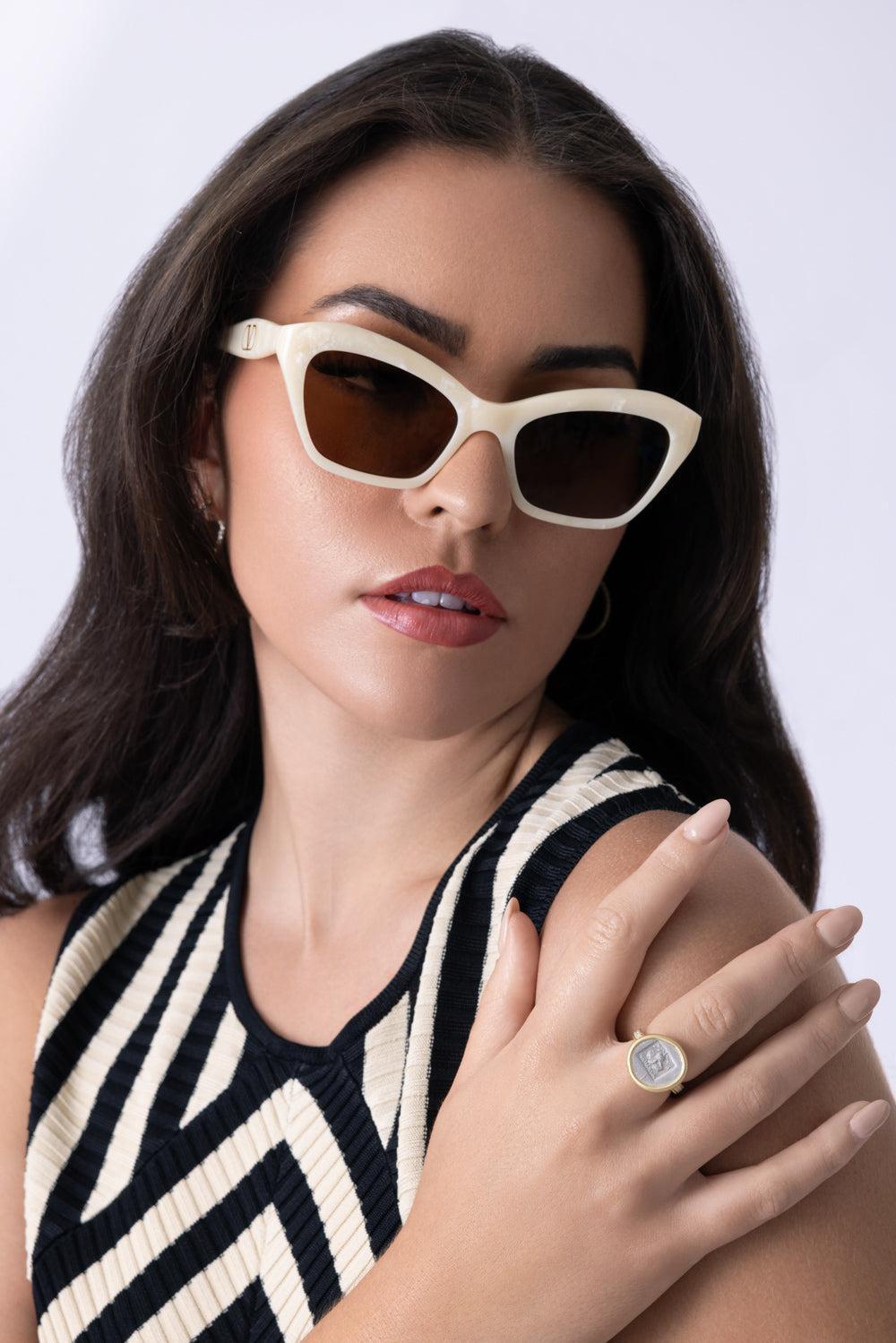 Cat Eye Sunglasses-CREAM-ACCESSORIESUNGLASSES-VALENTINO ACCESSORIES