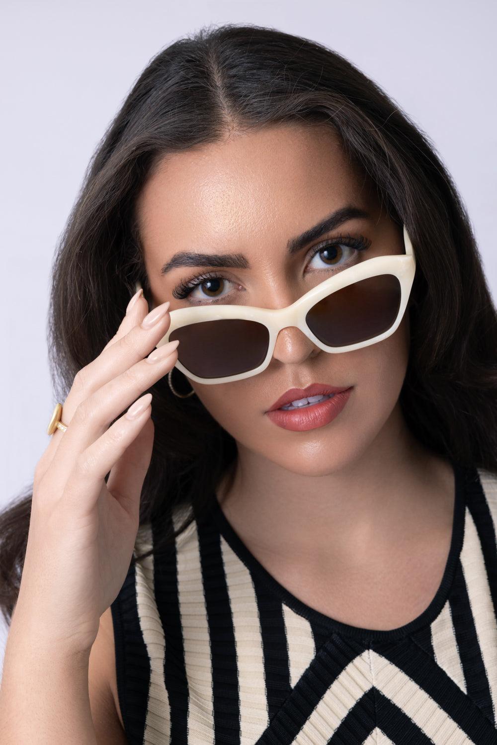 Cat Eye Sunglasses-CREAM-ACCESSORIESUNGLASSES-VALENTINO ACCESSORIES