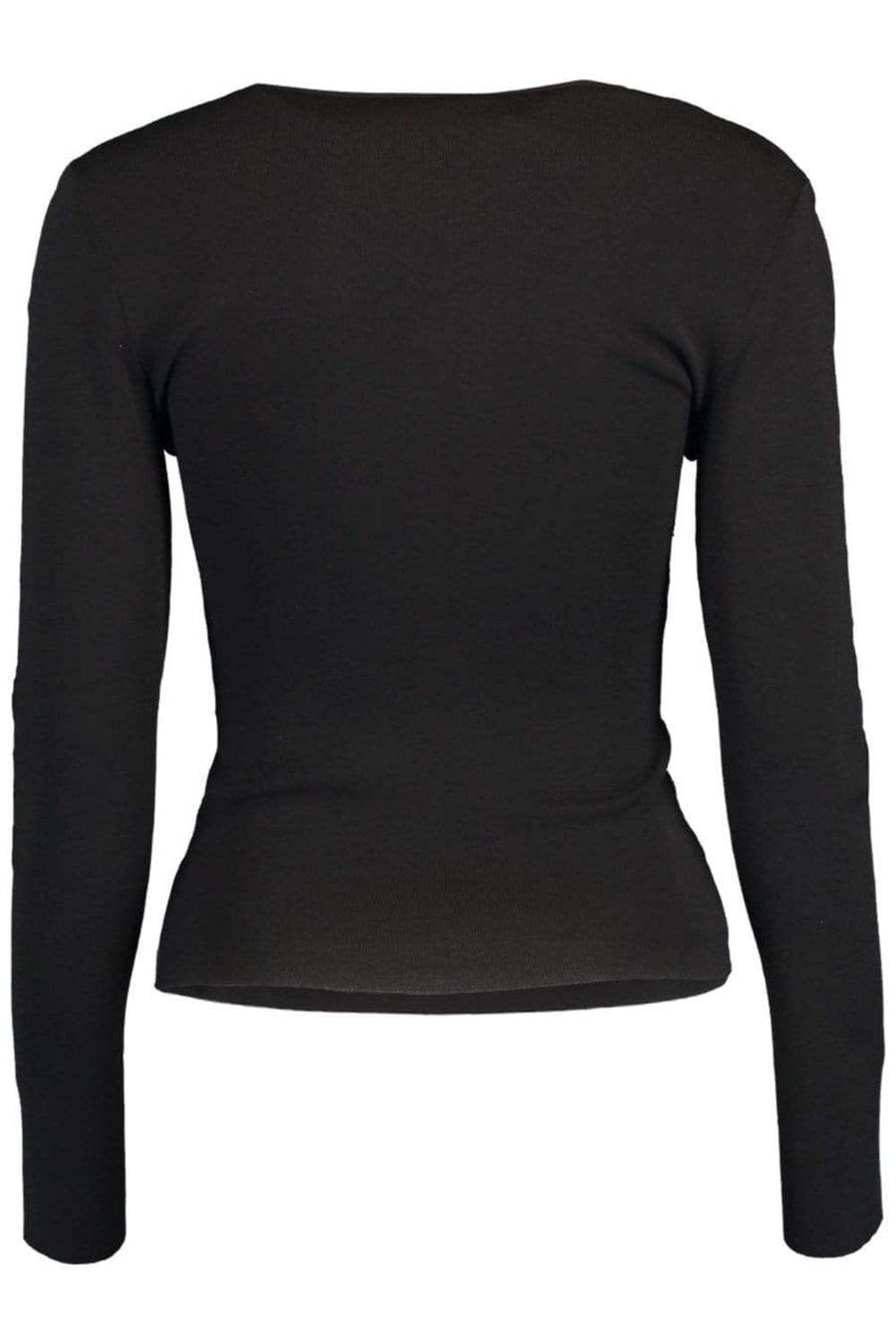 VALENTINO-3/4 Sleeve Lace Detail Knit Sweater-BLACK