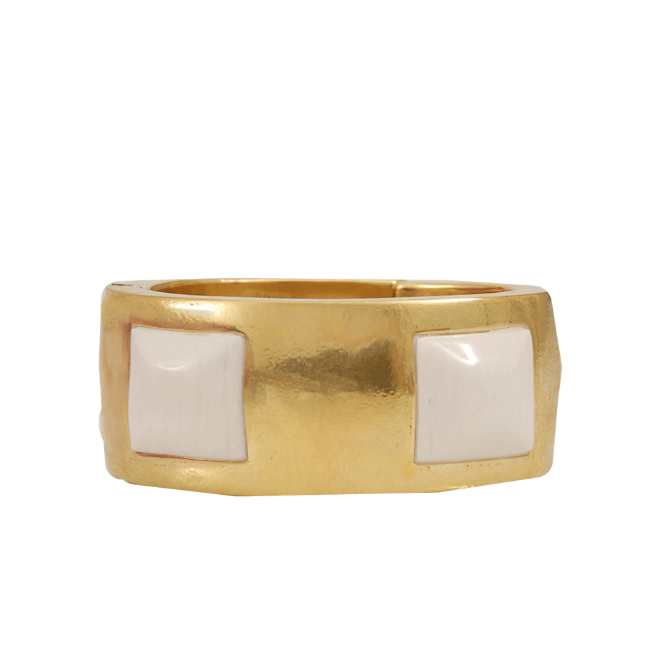 VAUBEL-Hinged Square Bangle-GRN/GOLD