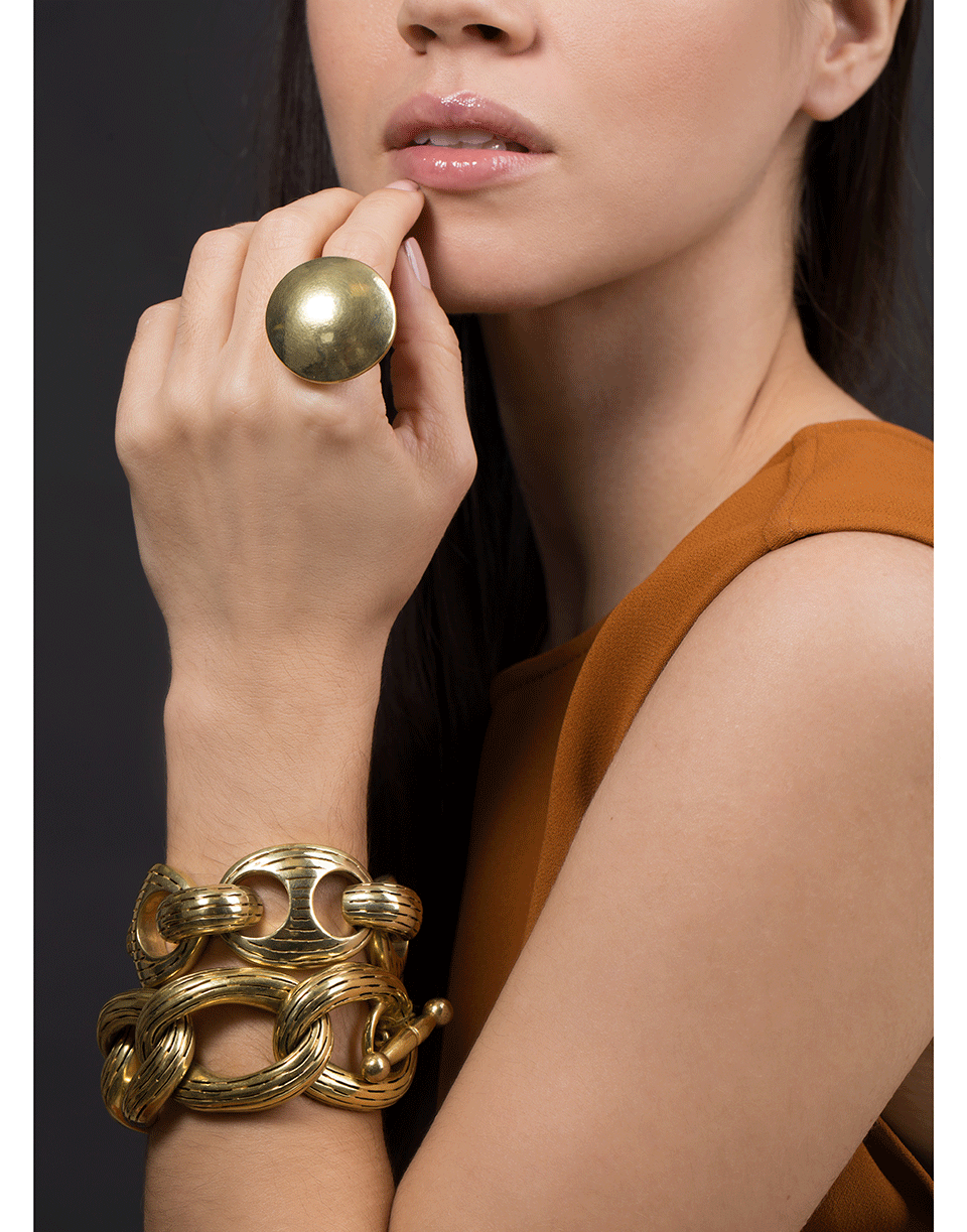 VAUBEL-Oval Circle Ridge Bracelet-GRN/GOLD