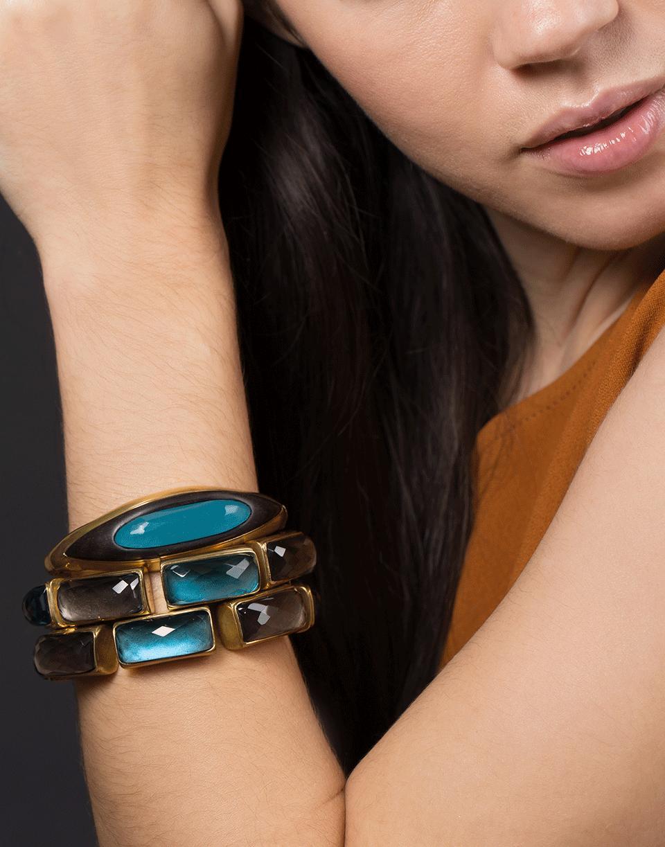 VAUBEL-Rectangle Stone Bracelet-GRN/GOLD