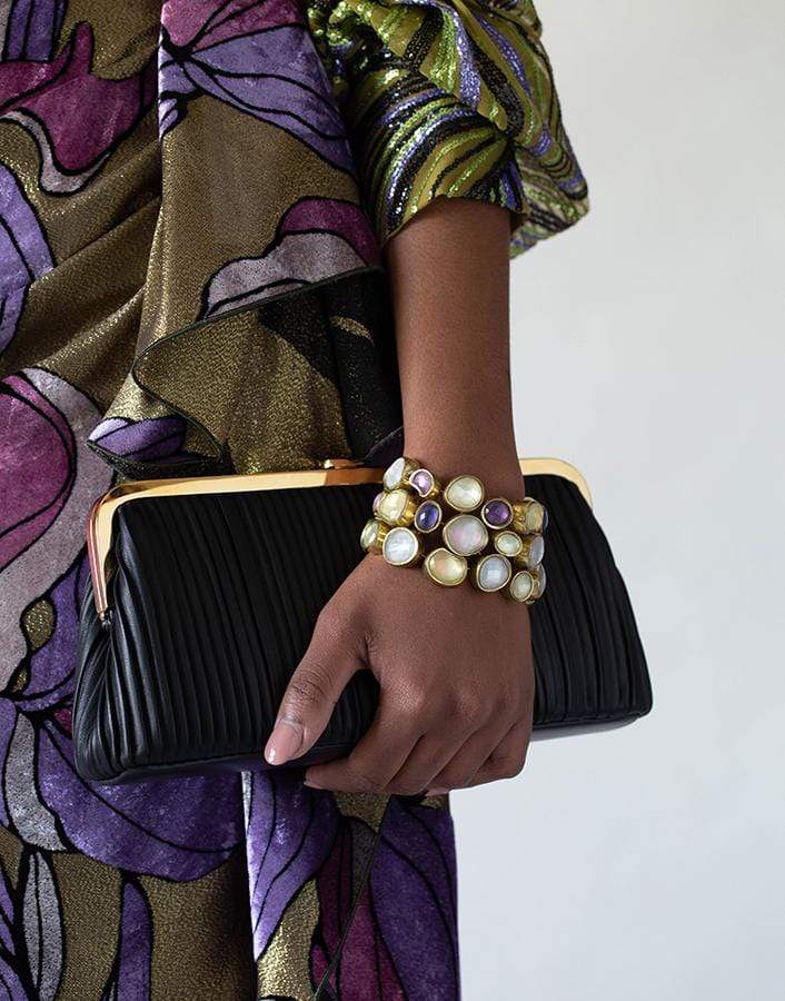 VAUBEL-Stone Fill Pebble Bracelet-GRN/GOLD