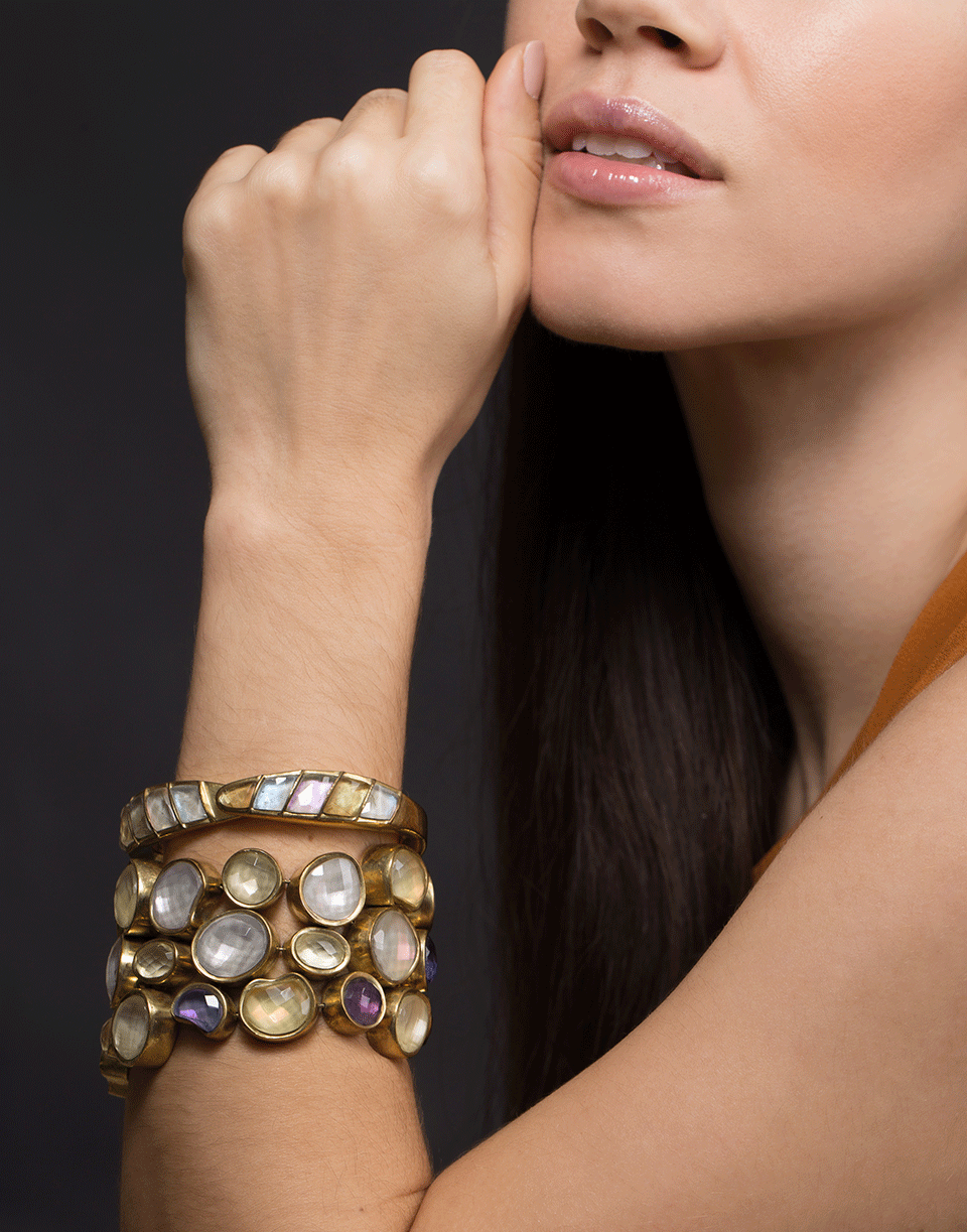 VAUBEL-Stone Hinged Cuff-GRN/GOLD