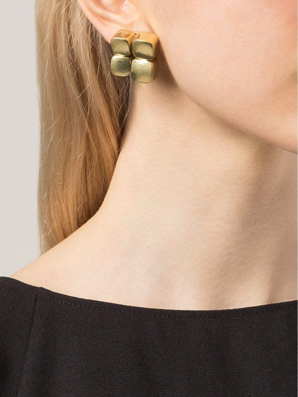 VAUBEL-Four Square Clip Earrings-GOLD