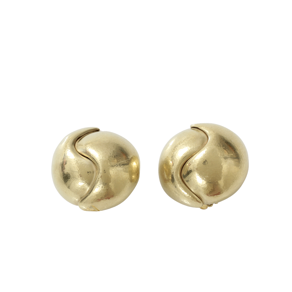 VAUBEL-Swirl Center Round Clip Earrings-GOLD