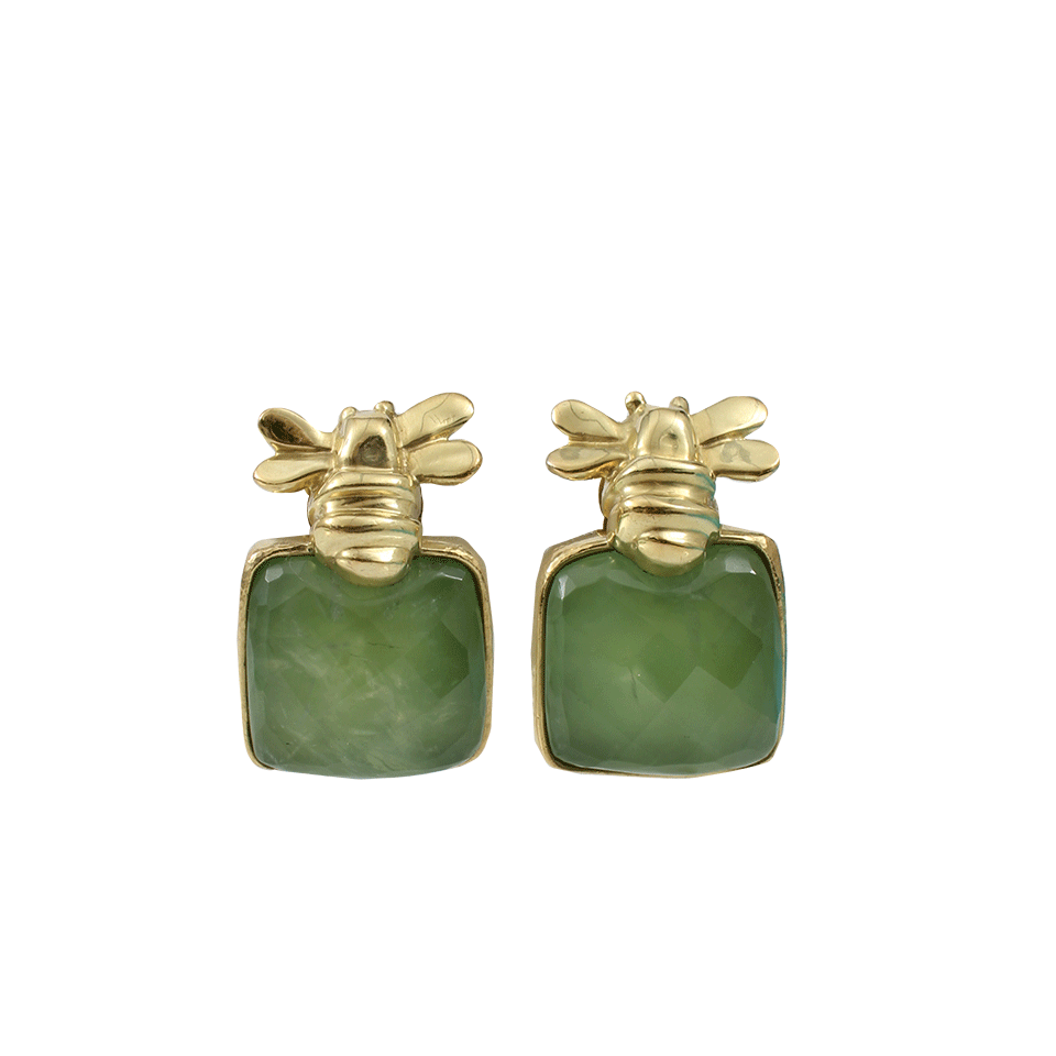 VAUBEL-Bee Top Stone Clip Earrings-GRN/GOLD
