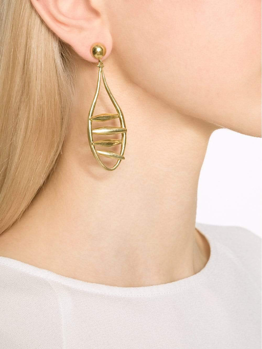 VAUBEL-Open Wire Drop Earrings-GRN/GOLD