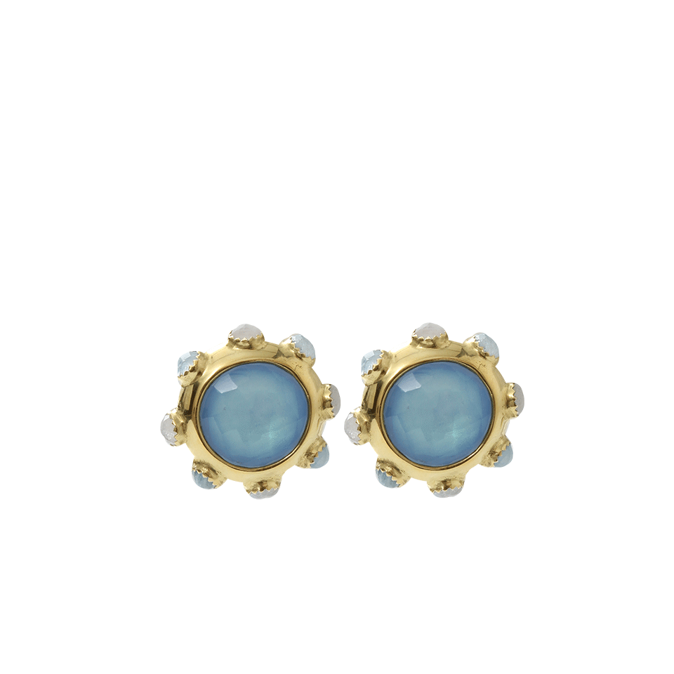 VAUBEL-Rounded Stone Clip Earrings-GRN/GOLD