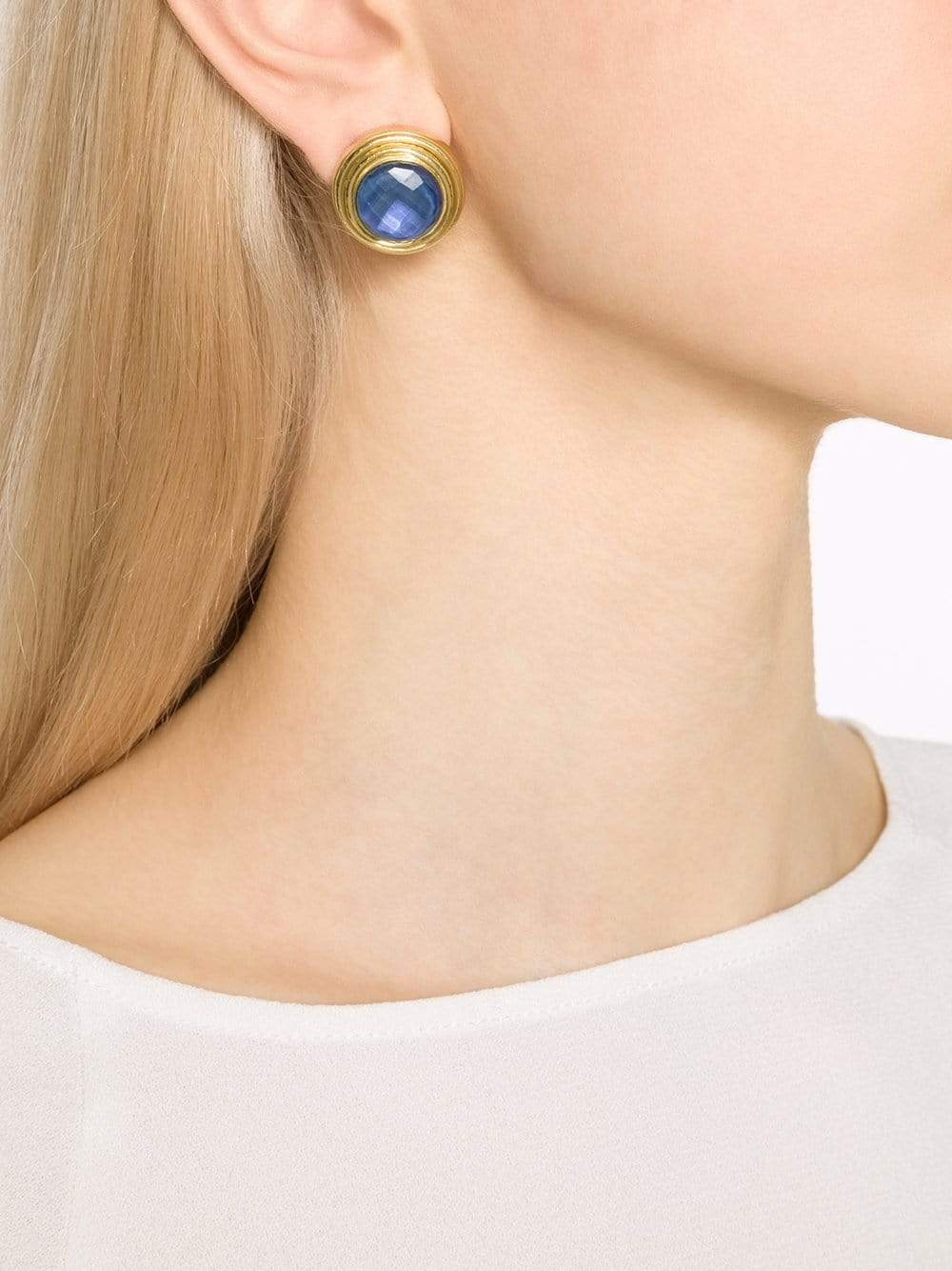 VAUBEL-Stone Bezel Clip Earrings-GRN/GOLD