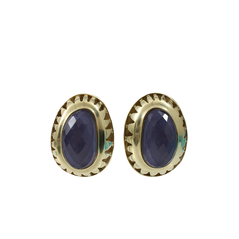 VAUBEL-Sun Stone Bezel Clip Earrings-GRN/GOLD