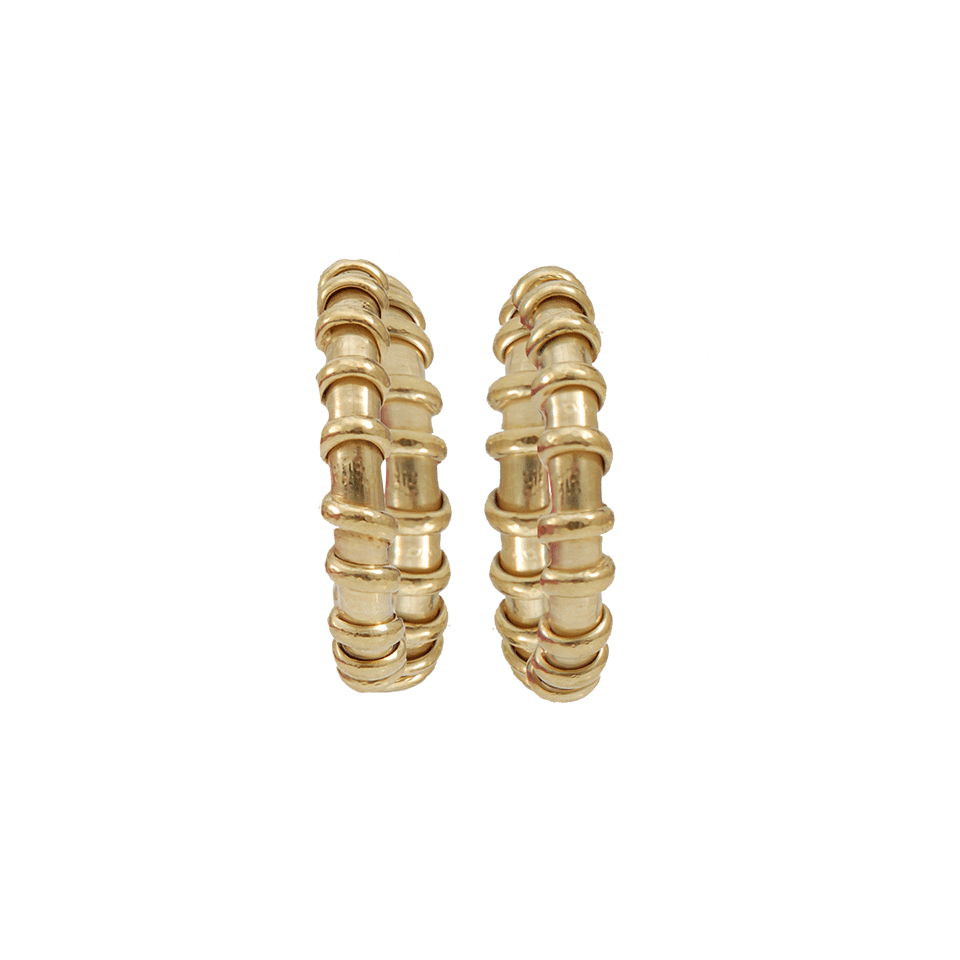 VAUBEL-Twisted Wire Clip Hoop Earrings-GRN/GOLD