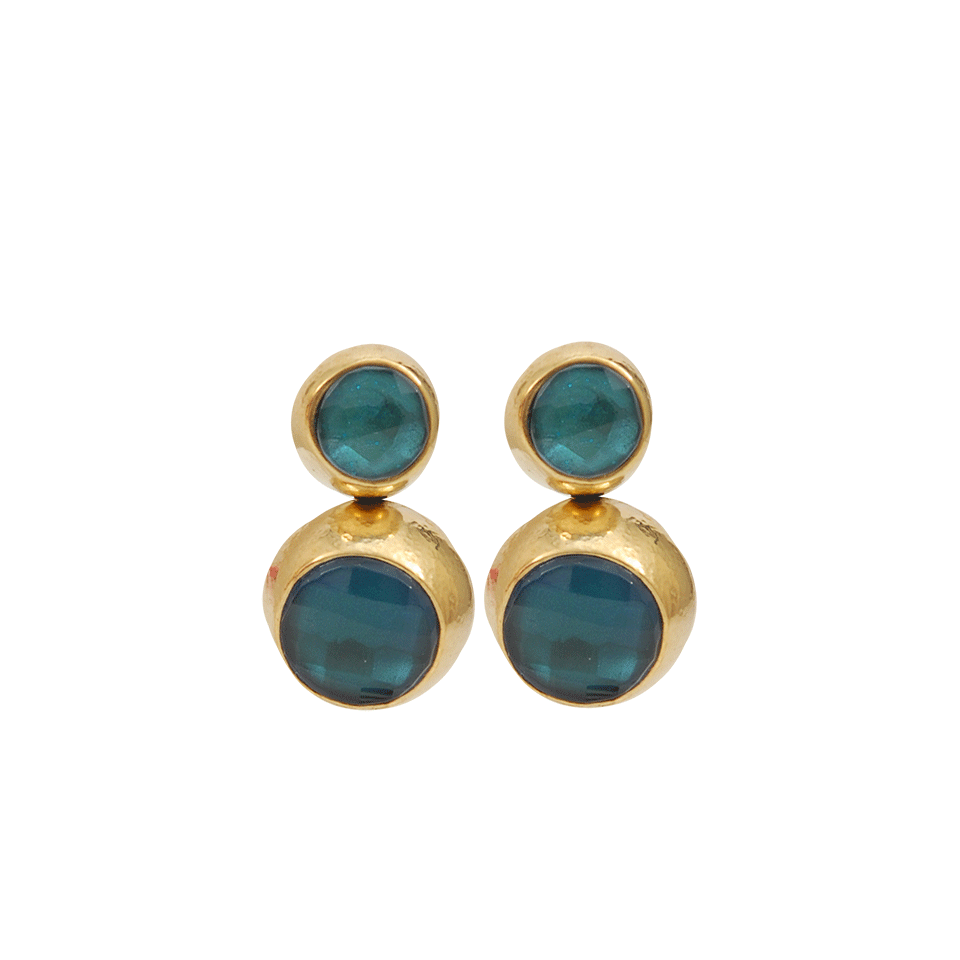 VAUBEL-Two Stone Drop Earrings-GRN/GOLD
