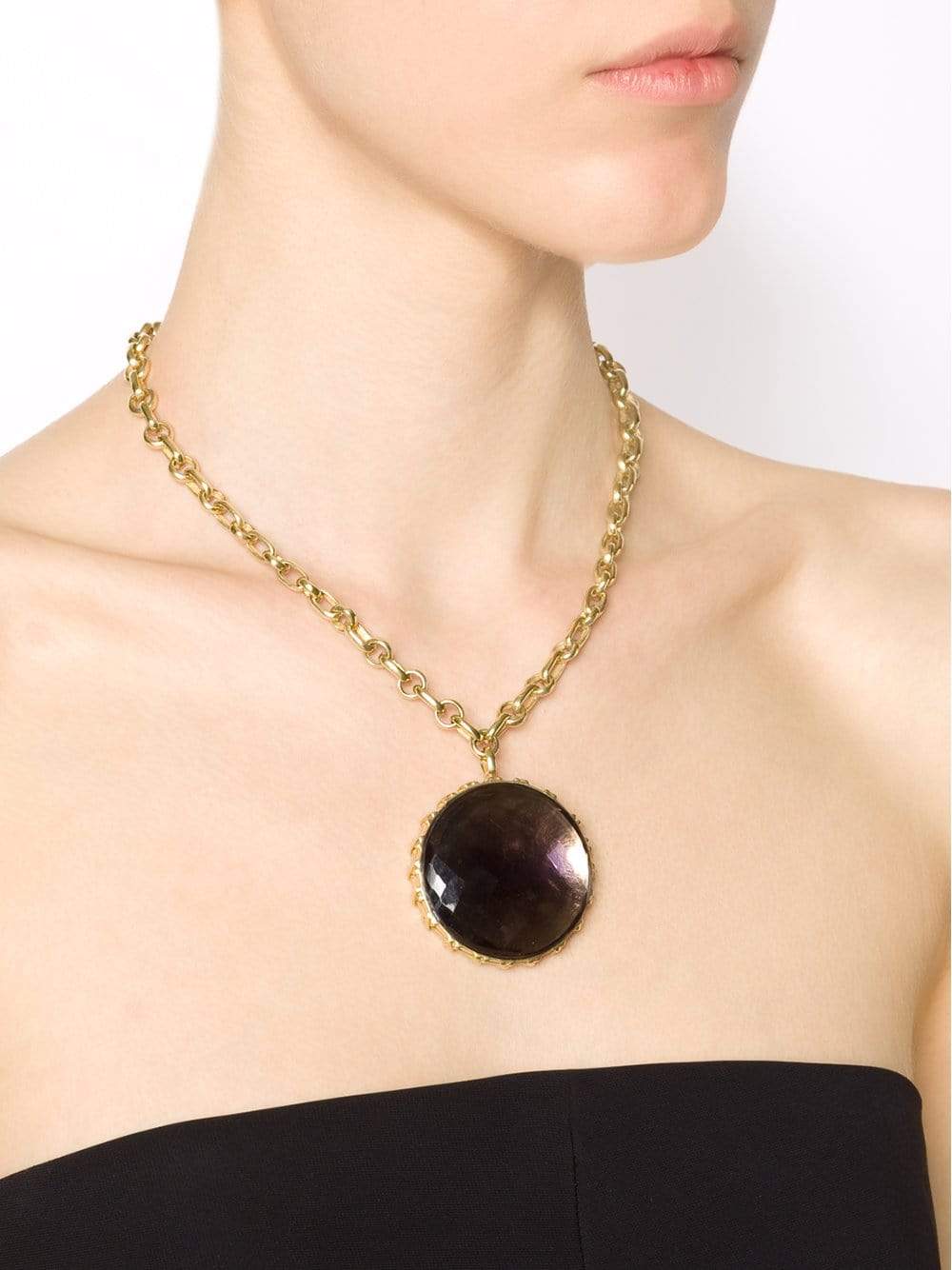VAUBEL-Stone Circle Drop Necklace-GRN/GOLD