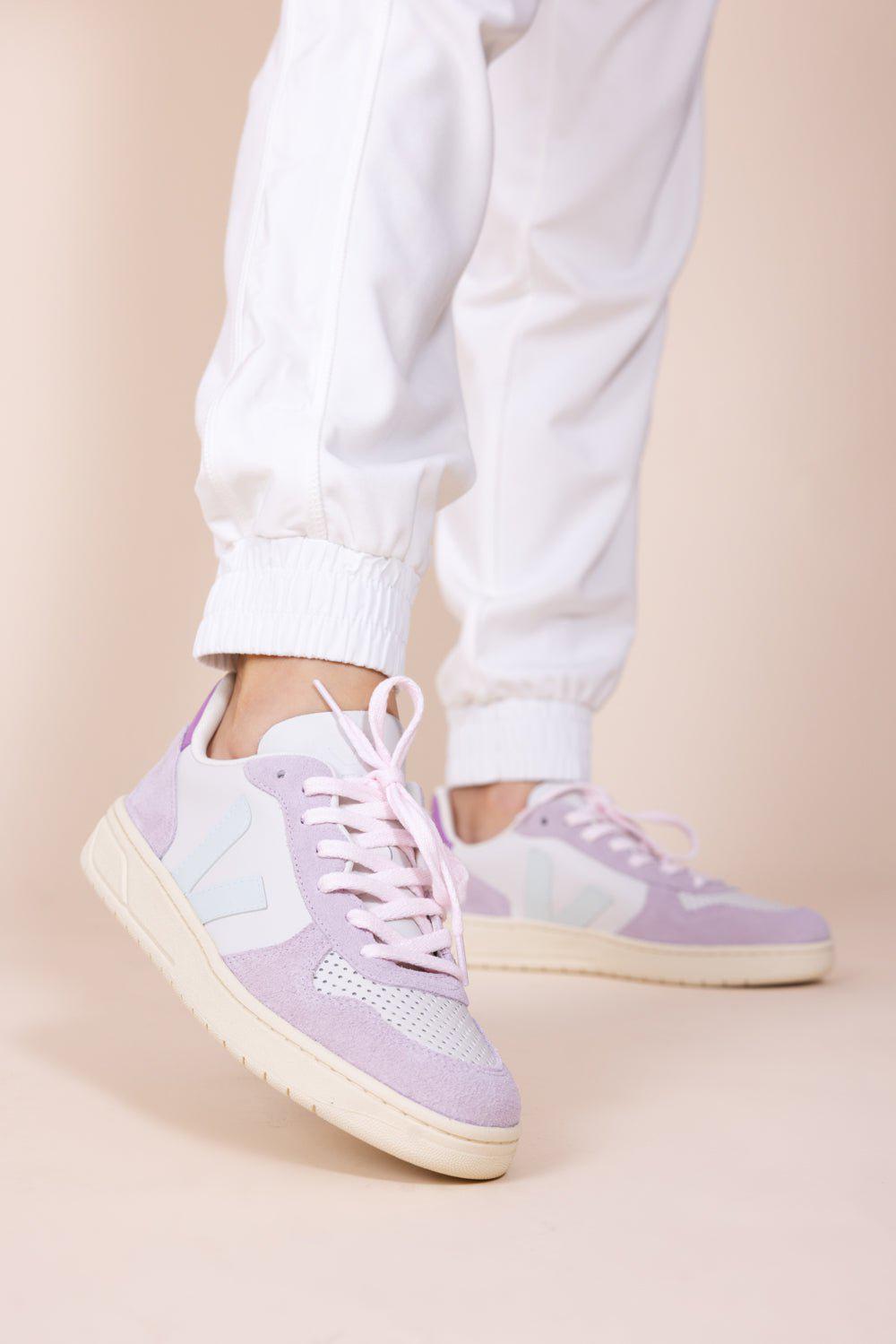 VEJA-V-10 Sneaker - Gravel Menthol Parme-