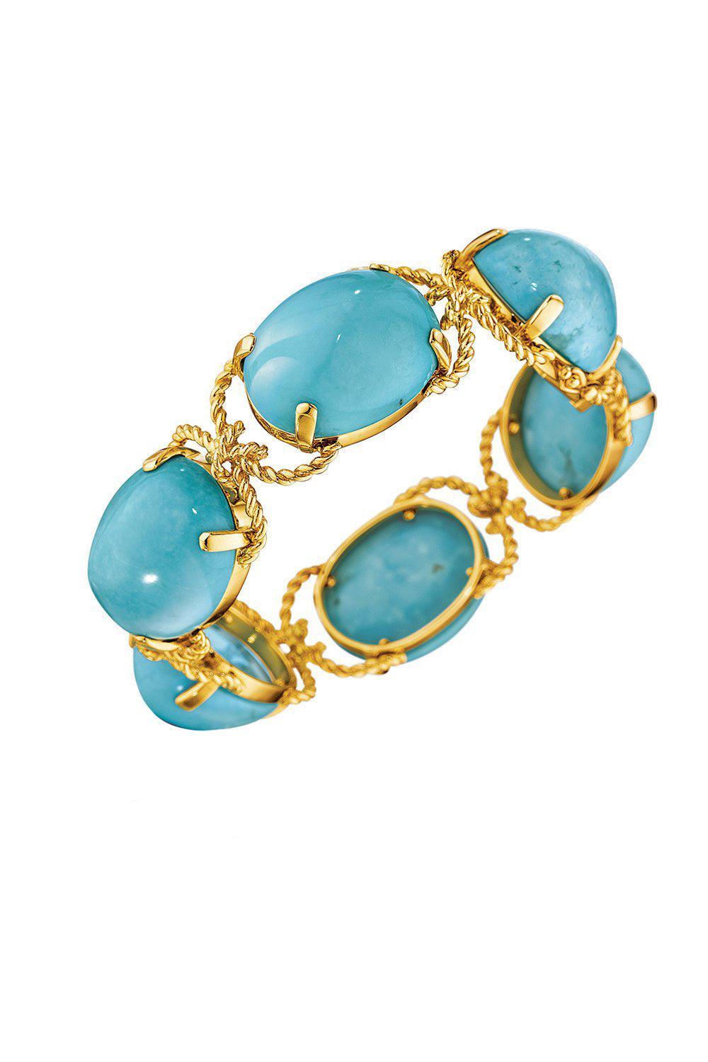 Turquoise Rope Pebble Bracelet-YELLOW GOLD-7-JEWELRYFINE JEWELBRACELET O-VERDURA