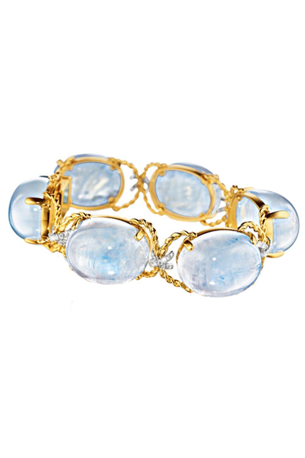 Rainbow Moonstone Diamond Pebble Rope Bracelet-YELLOW GOLD-7.25-JEWELRYFINE JEWELBRACELET O-VERDURA
