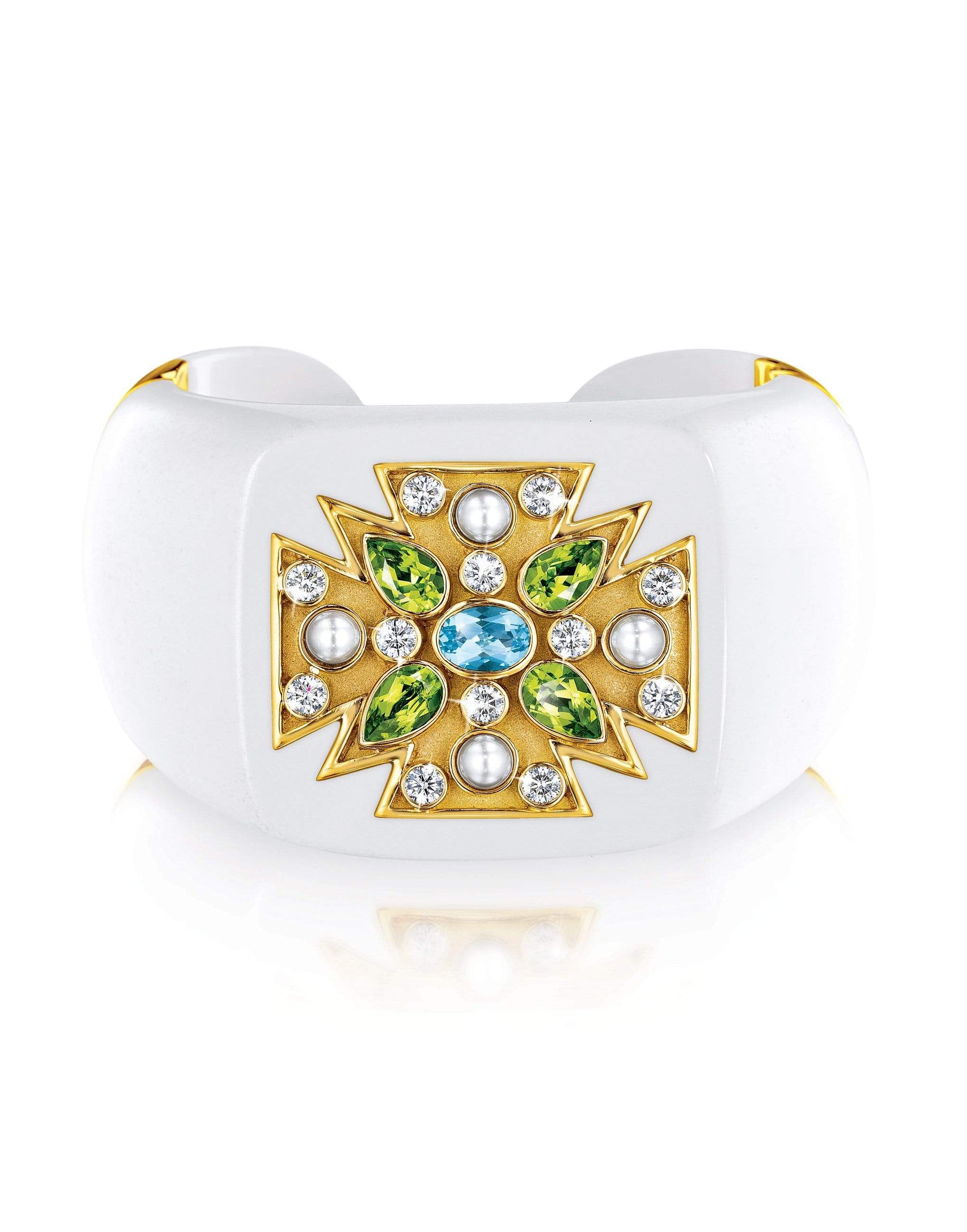 VERDURA-Cocholong Peridot and Pearl Bracelet-YELLOW GOLD