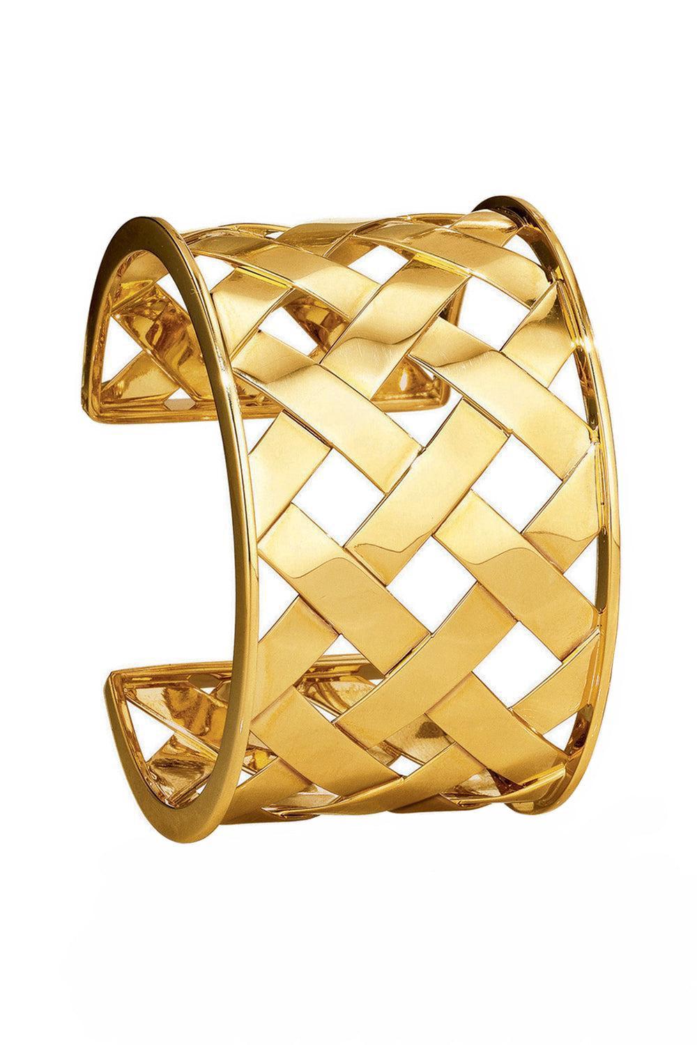 Criss Cross Cuff Bracelet-YELLOW GOLD-MED-JEWELRYFINE JEWELBRACELET O-VERDURA