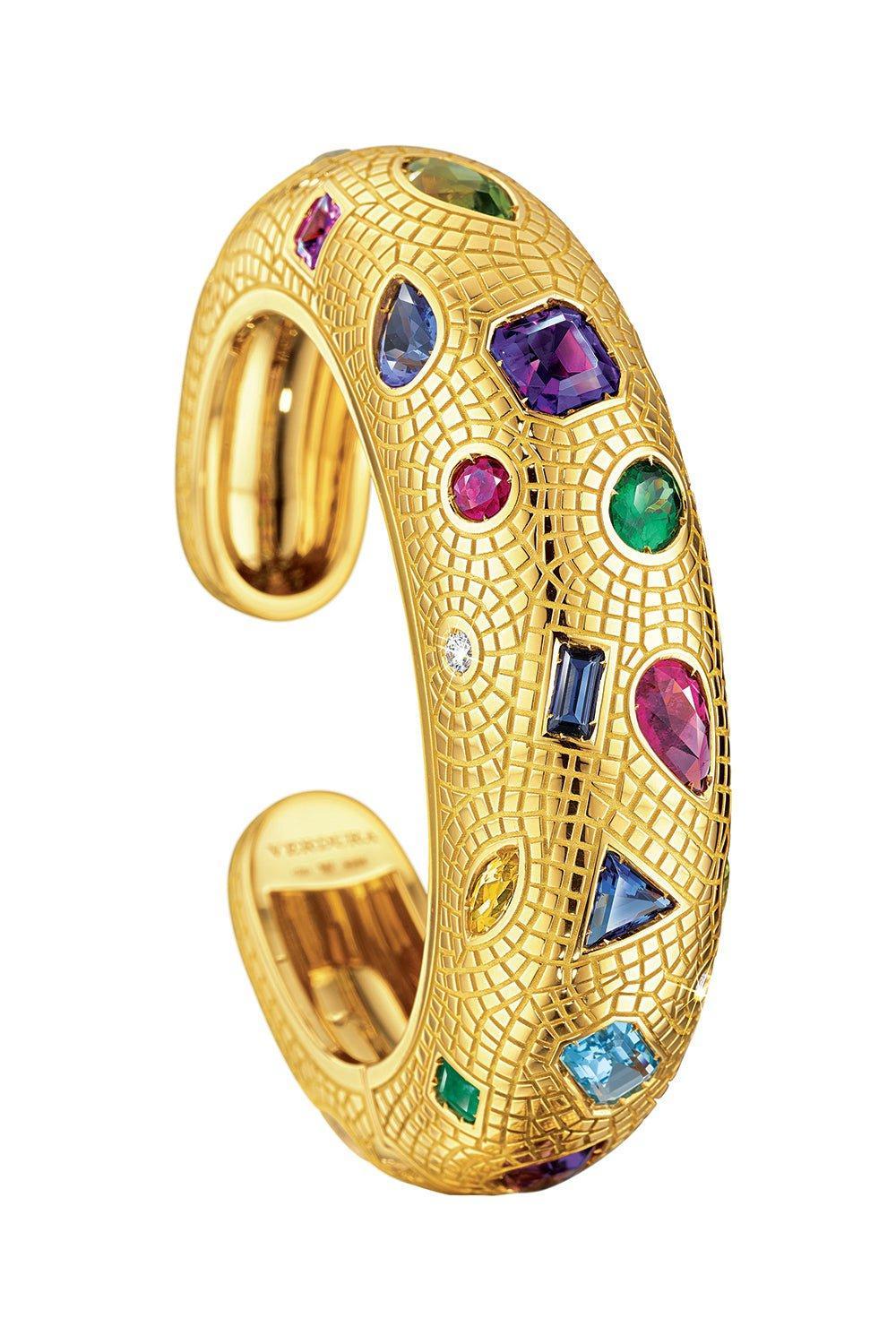 VERDURA-Mosaic Cuff Bracelet-YELLOW GOLD