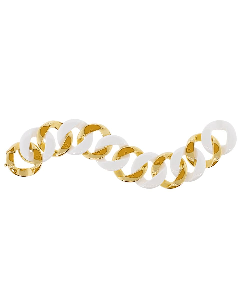 VERDURA-White Ceramic Curblink Bracelet-YELLOW GOLD