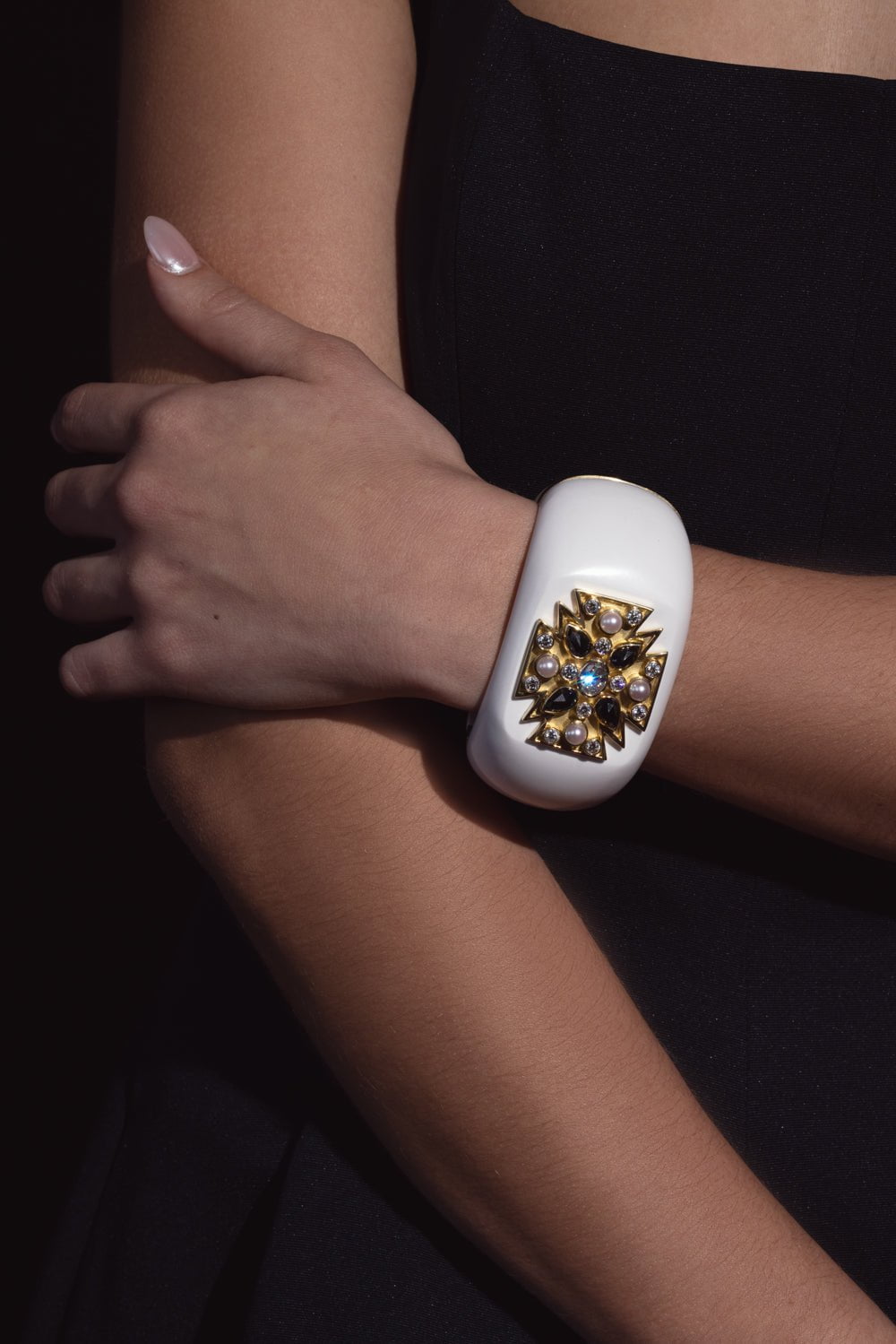 VERDURA-White Maltese Cross Cuff-YELLOW GOLD