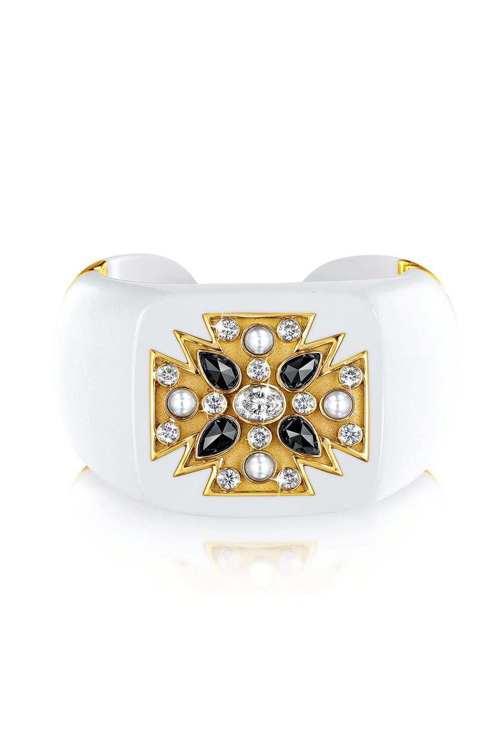 VERDURA-White Maltese Cross Cuff-YELLOW GOLD