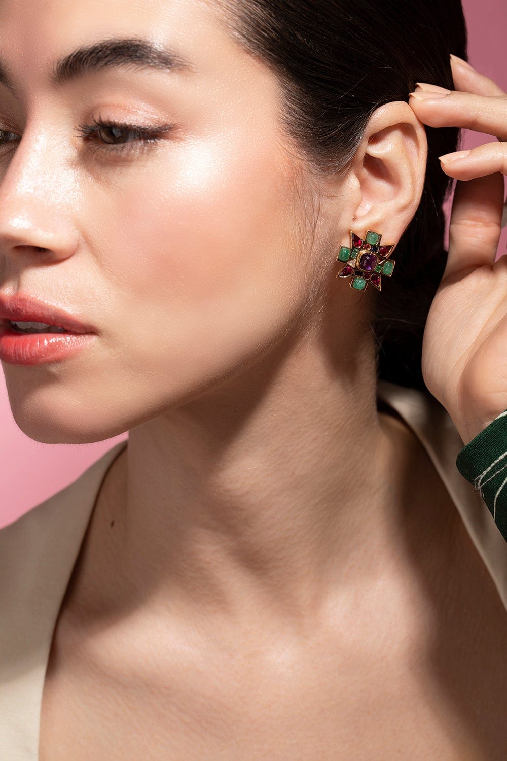VERDURA-Baby Byzantine Earclips-YELLOW GOLD