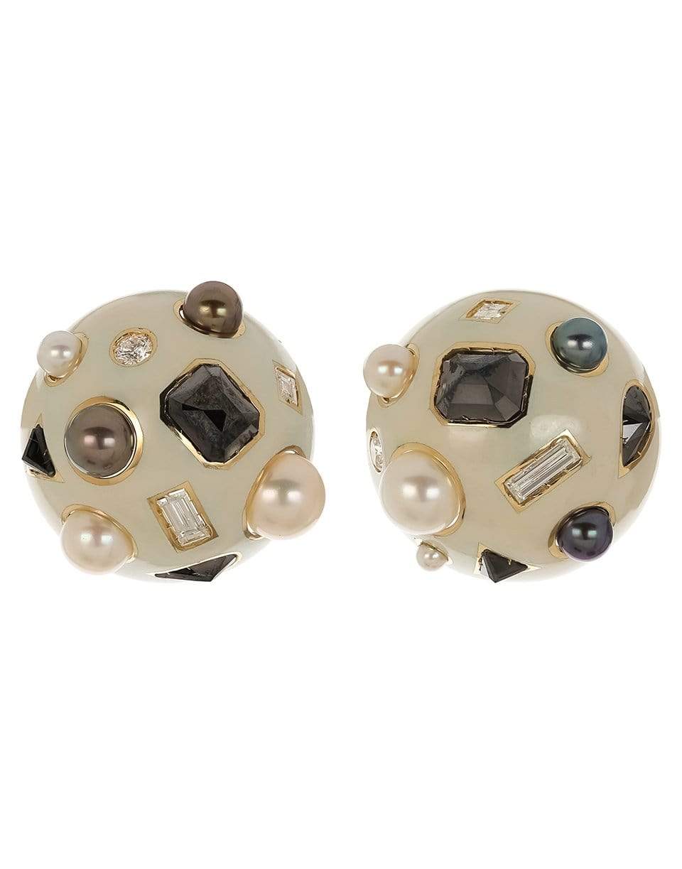 VERDURA-Black and White Fulco Earclips-YELLOW GOLD