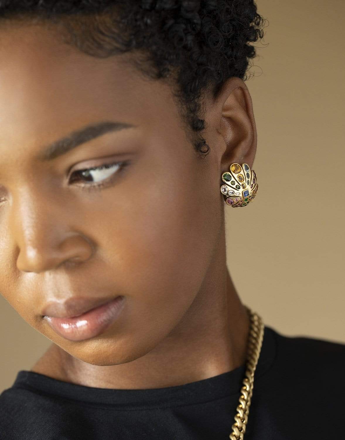 VERDURA-Byzantine Peacock Ear Clips-YELLOW GOLD