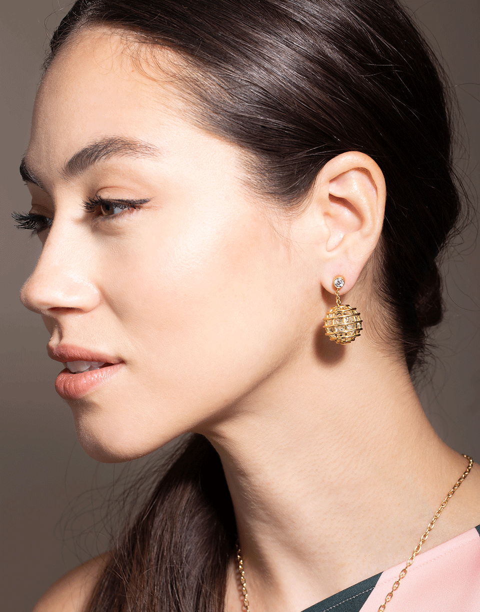 VERDURA-Caged Rock Crystal Drop Earrings-YELLOW GOLD