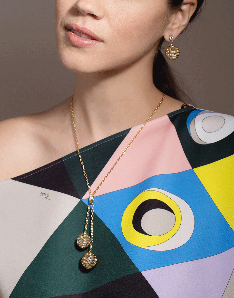 VERDURA-Caged Rock Crystal Drop Earrings-YELLOW GOLD
