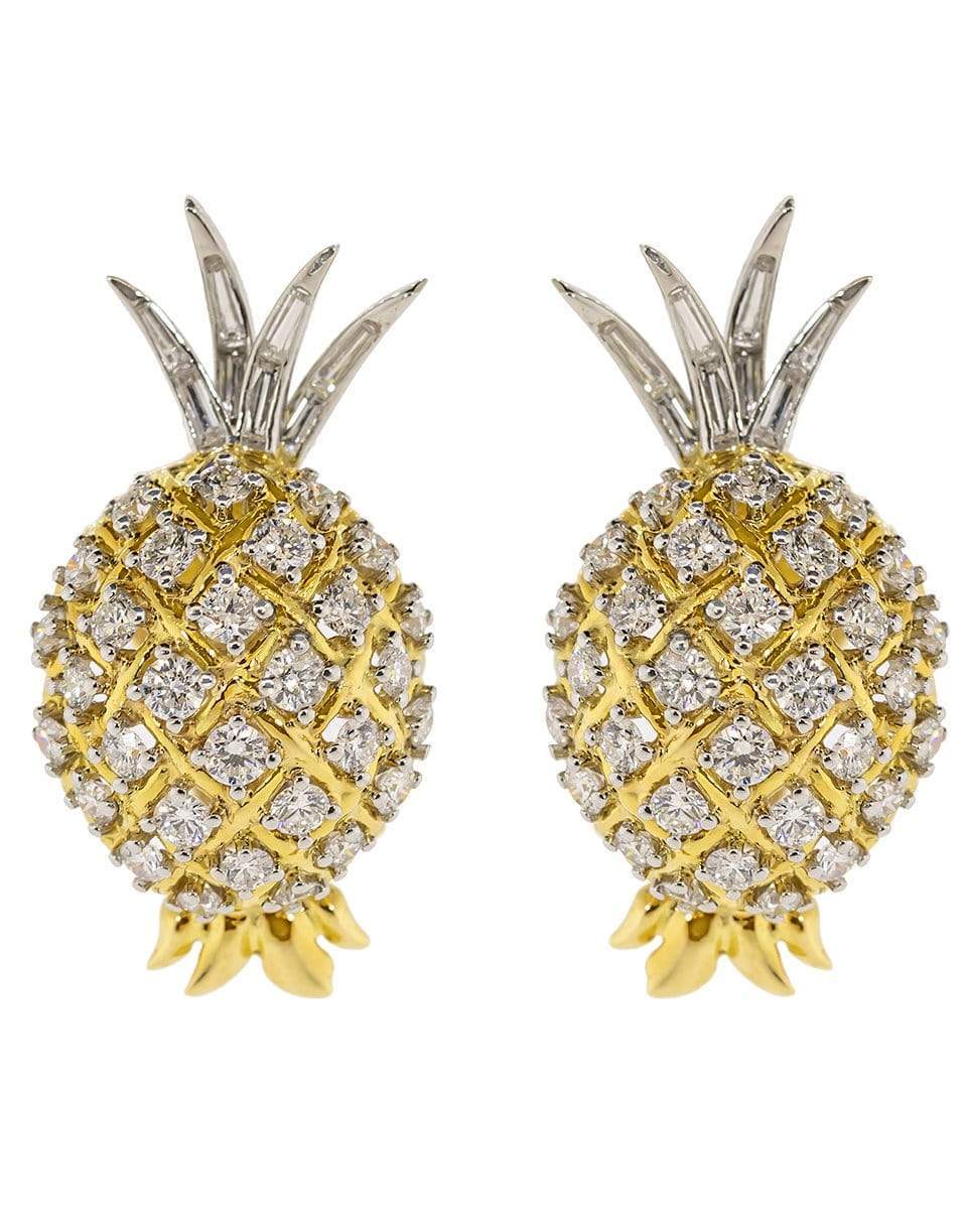 VERDURA-Diamond Pineapple Earrings-YELLOW GOLD