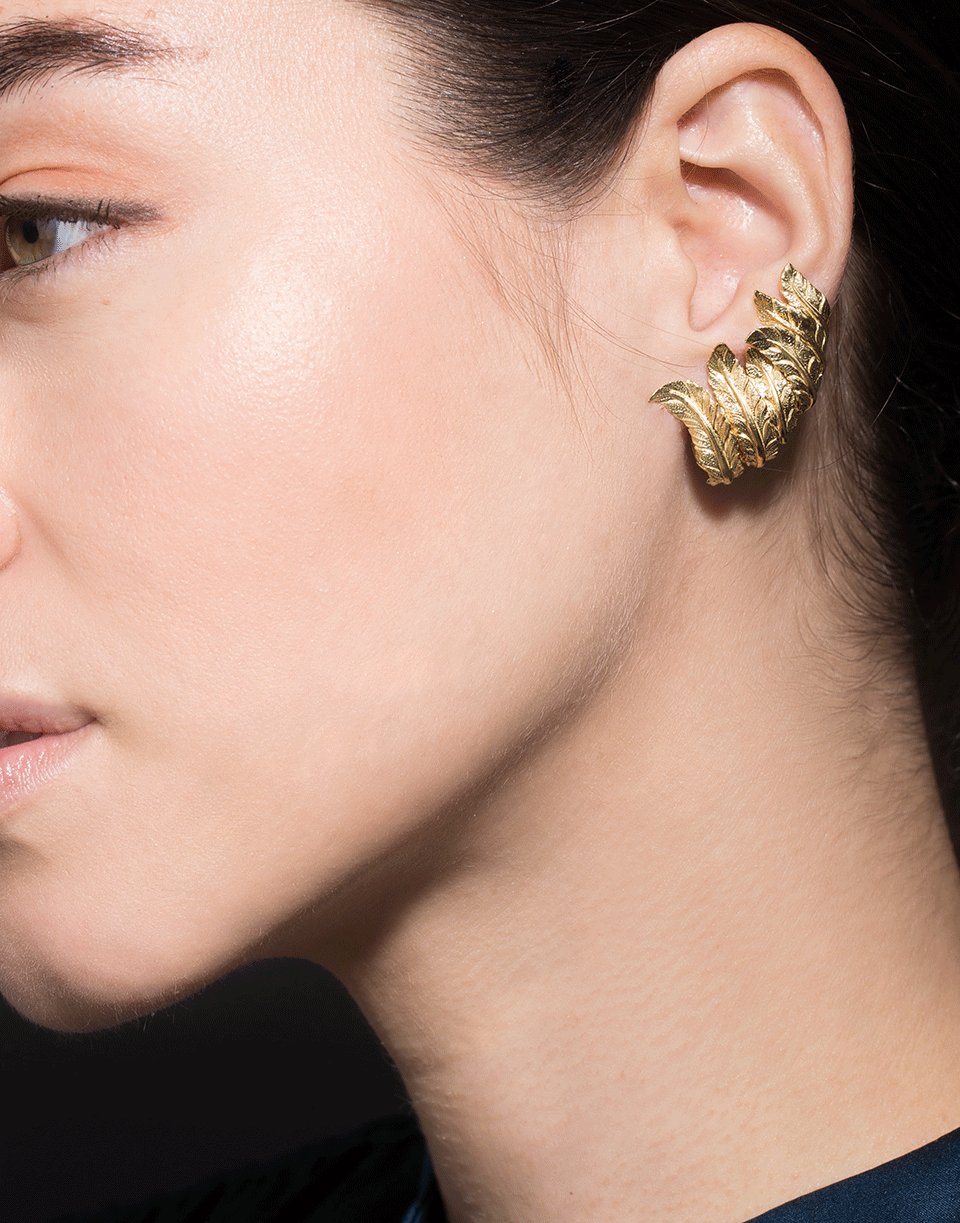VERDURA-Feather Ear Cuffs-YELLOW GOLD
