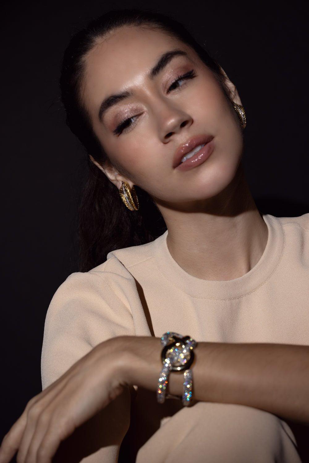 VERDURA-Feather Hoop Earrings-YELLOW GOLD