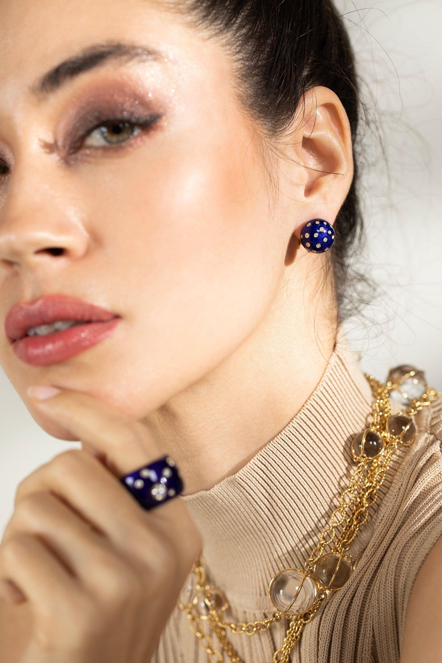 Night And Day Dome Earrings-YELLOW GOLD-JEWELRYFINE JEWELEARRING-VERDURA