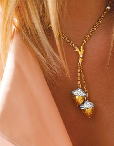 VERDURA-Acorn Lariat Necklace-YELLOW GOLD