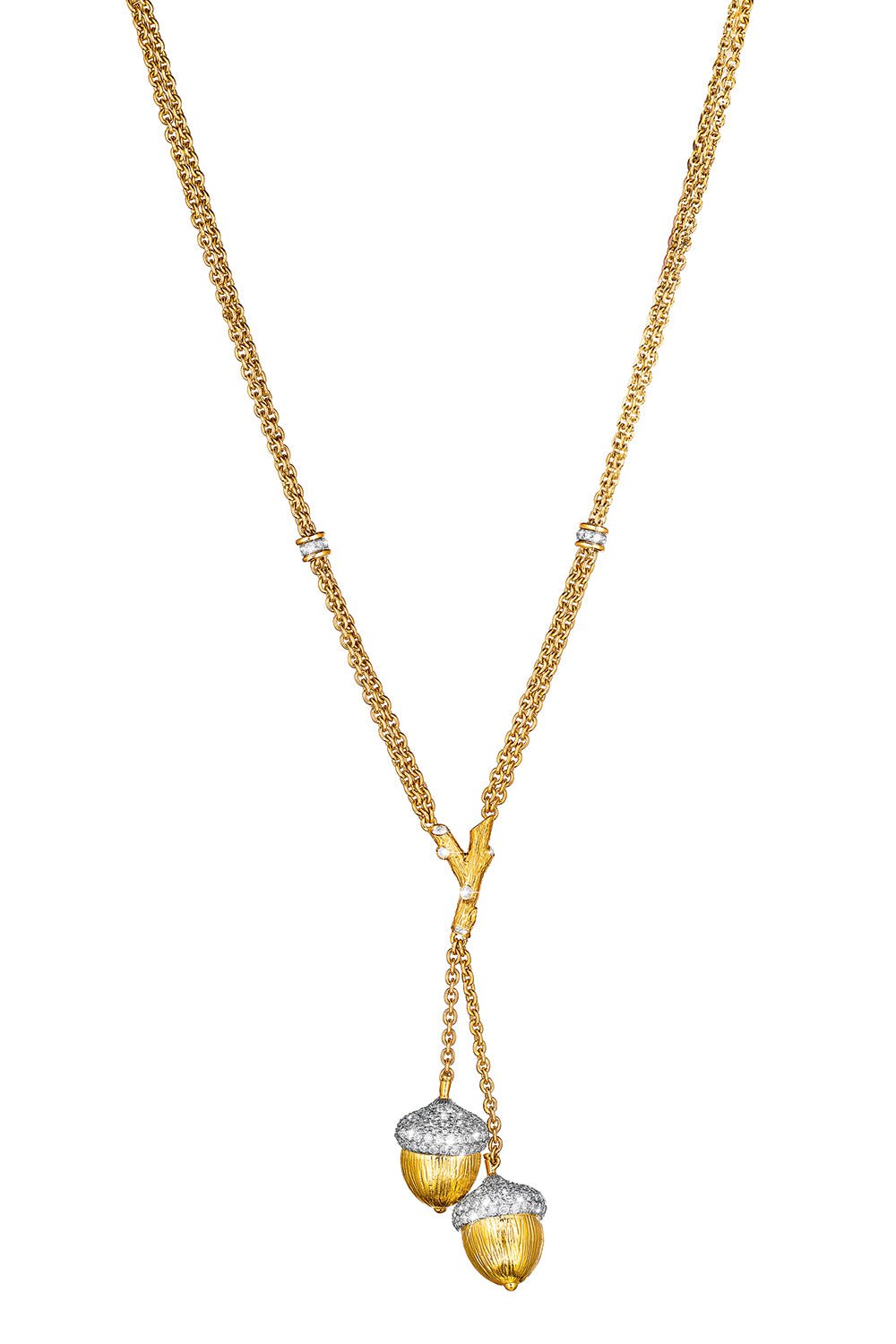 VERDURA-Acorn Lariat Necklace-YELLOW GOLD