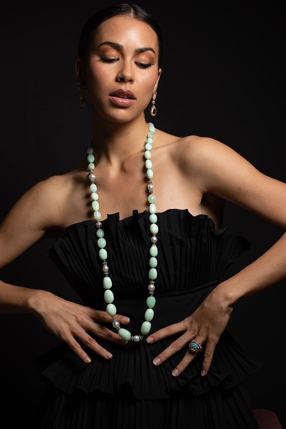 VERDURA-Byzanite Bead Necklace - Turquoise-YELLOW GOLD