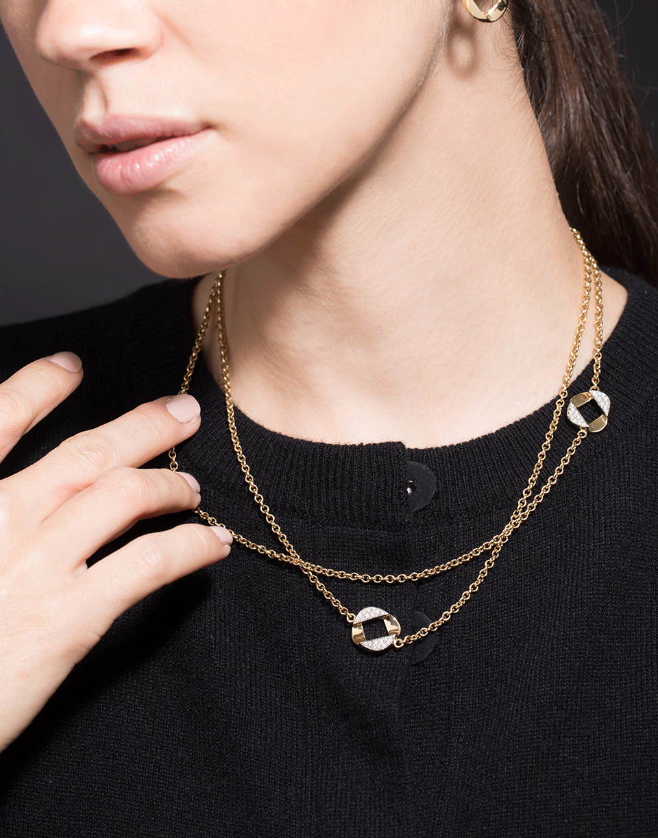 VERDURA-Diamond Curblink Station Necklace-YELLOW GOLD