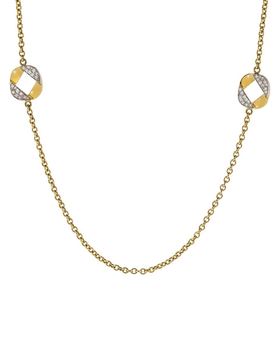 VERDURA-Diamond Curblink Station Necklace-YELLOW GOLD