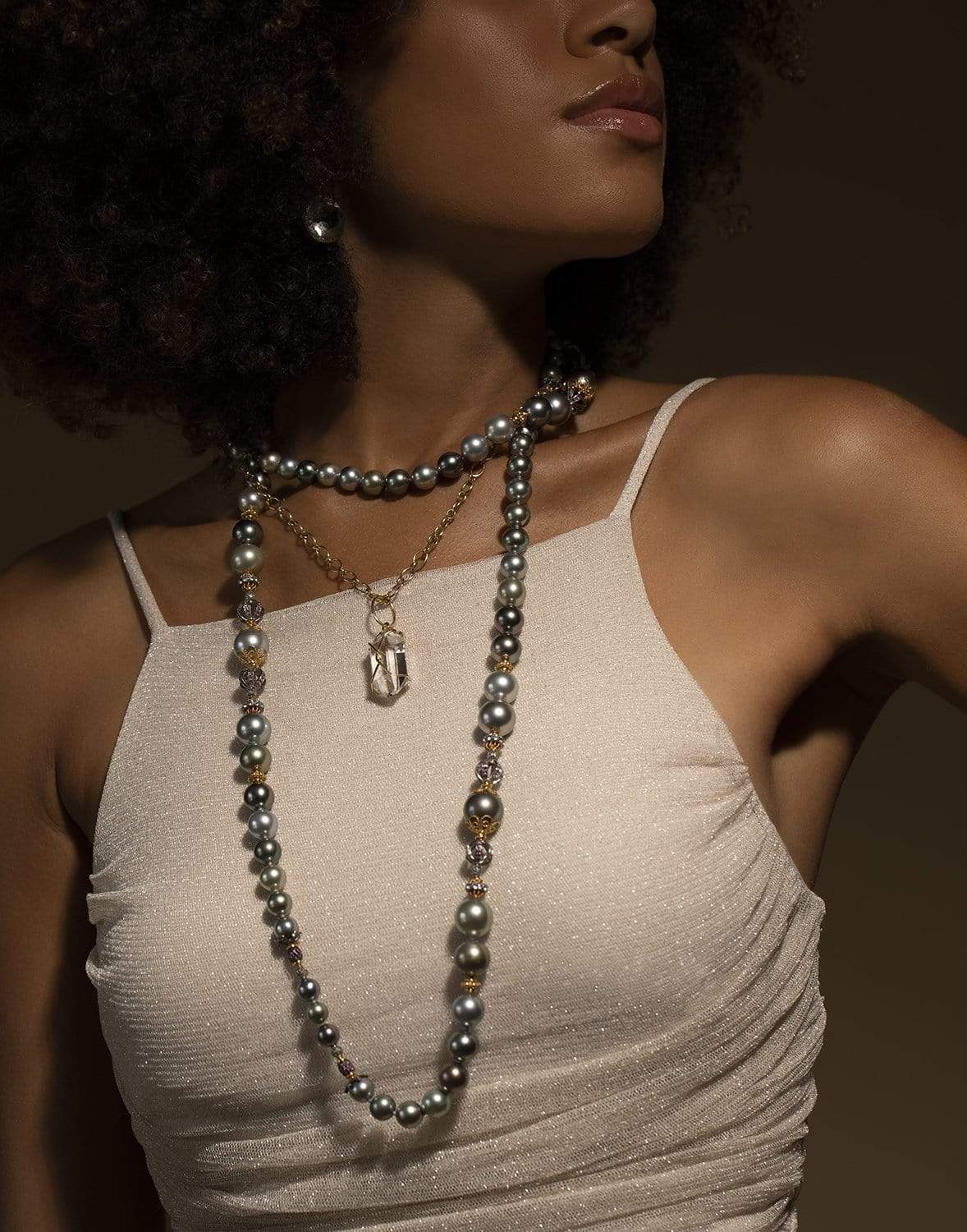 VERDURA-Herkimer Rock Crystal Necklace-YELLOW GOLD