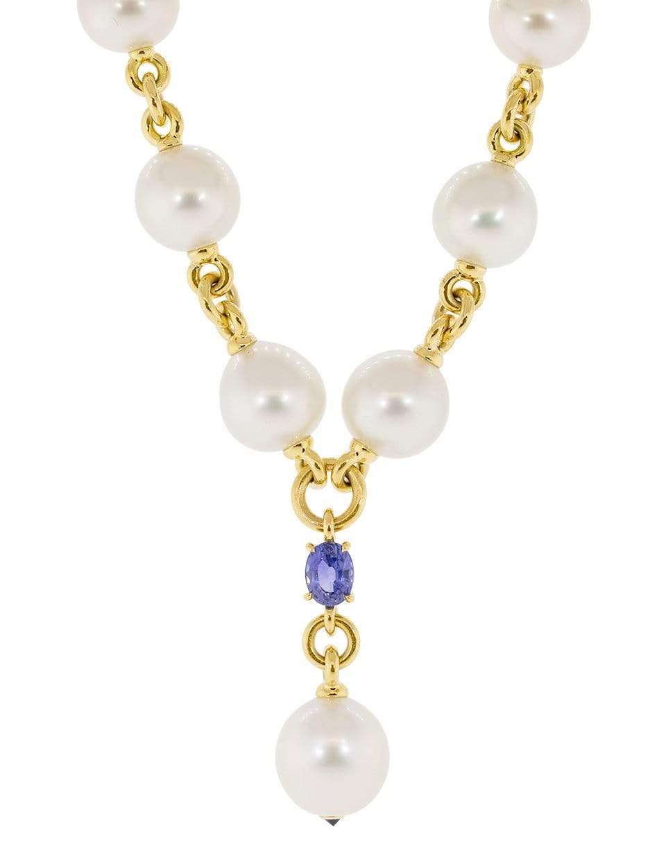 VERDURA-Pearl and Sapphire Y Necklace-YELLOW GOLD