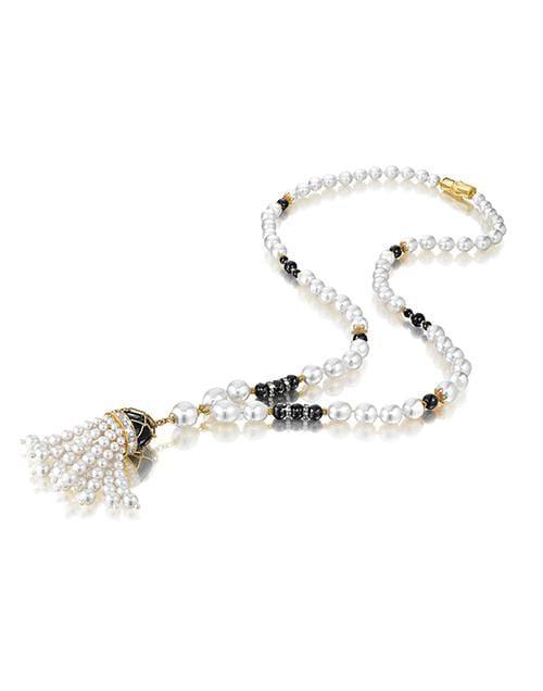VERDURA-Pearl Tassel Necklace-YELLOW GOLD