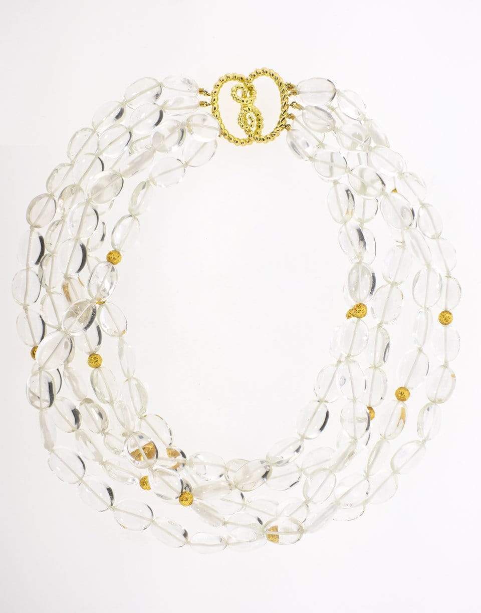VERDURA-Rock Crystal Bead Necklace-YELLOW GOLD