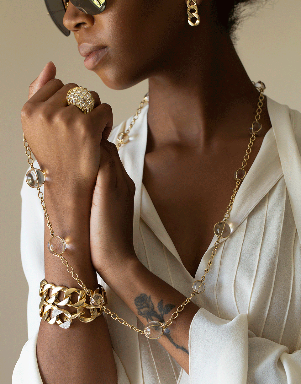 VERDURA-Rock Crystal Bubbles Necklace-YELLOW GOLD