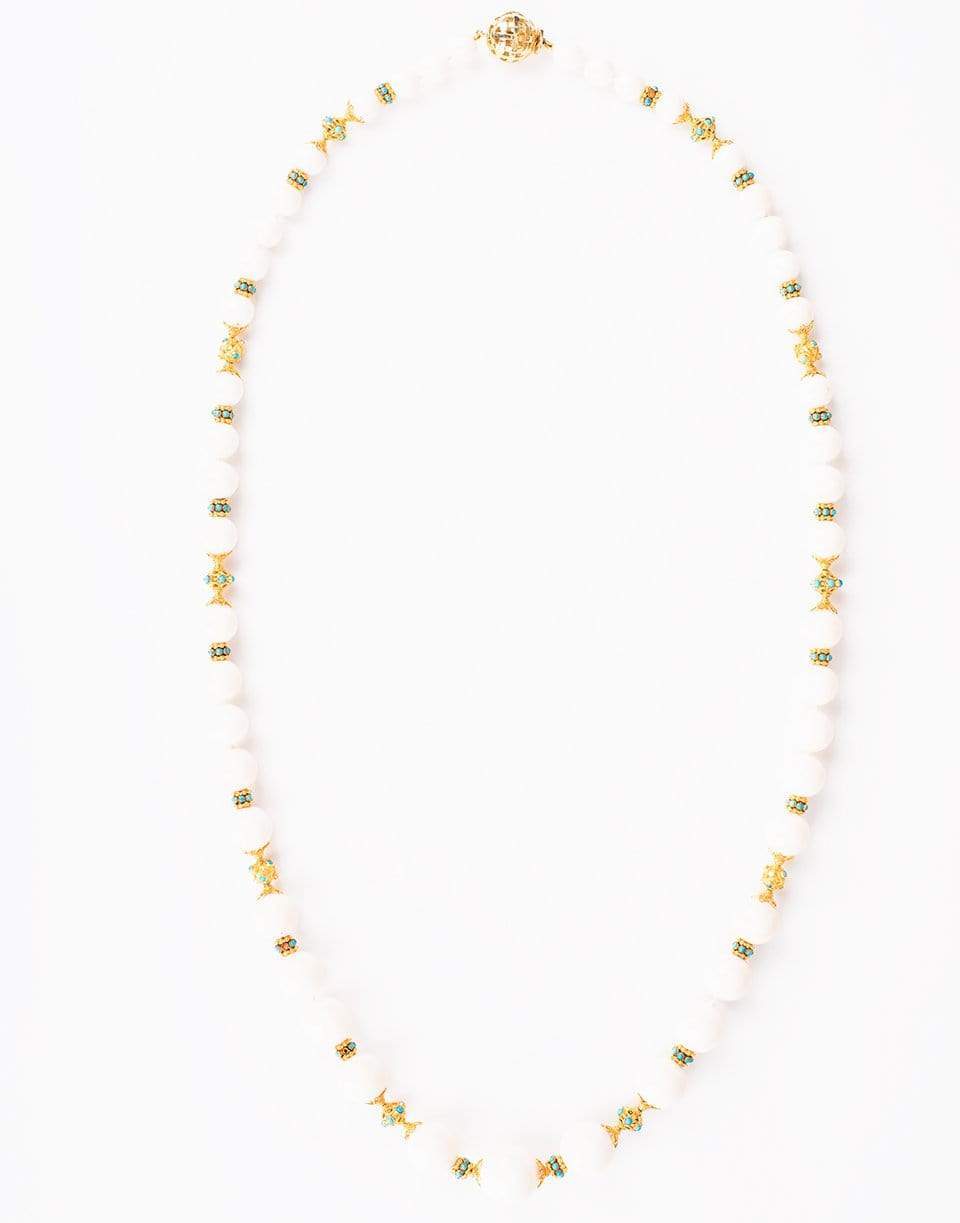 VERDURA-White Coral and Turquoise Necklace-YELLOW GOLD