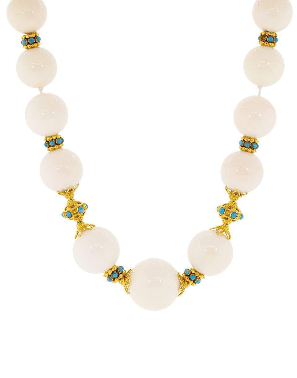 VERDURA-White Coral and Turquoise Necklace-YELLOW GOLD